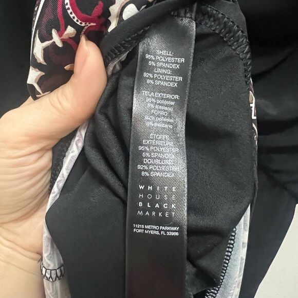 White House Black Market Embroidered Dress M Black Boho 3/4 Sleeve Cold Shoulder - Picture 6 of 6